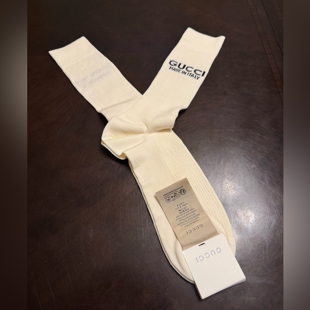 New Authentic Gucci Logo Socks White Size S - Picture 4 of 10
